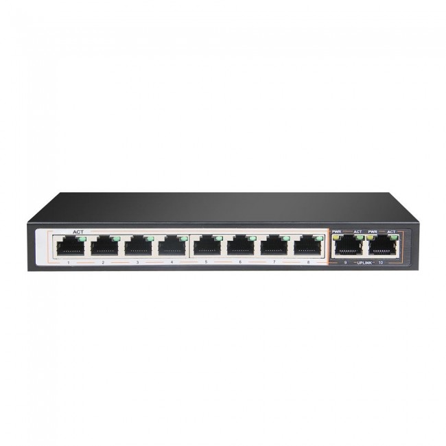 Extralink Switch PoE PERSES 8x Gigabit PoE/PoE+, 2x RJ45 Uplink Gigabit, 96W Extralink Switch PoE PERSES 8x Gigabit PoE/PoE+, 2x RJ45 Uplink Gigabit, 96W