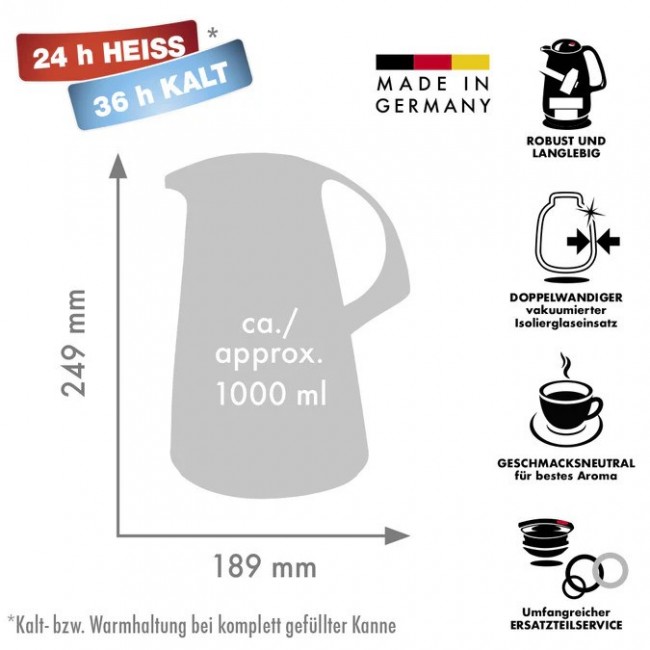 ROTPUNKT Thermos jug, 1.0 l slate grey (anthracite)