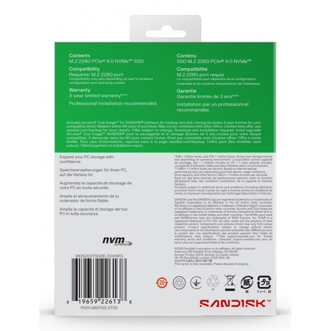 Western Digital Green WD SN3000 NVMe SSD POWERED BY SANDISK 2 TB