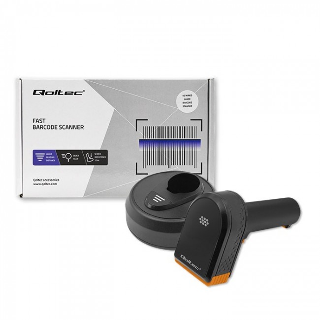 Qoltec 50878 Wireless barcode reader and QR code scanner | 1D 2D | 2.4G | + docking station