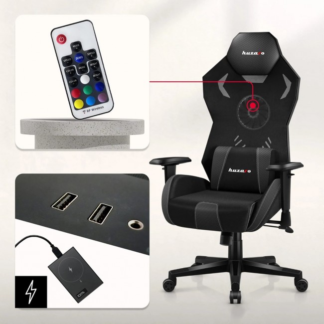 Huzaro Combat 7.6 RGB Black gaming chair with fan Huzaro Combat 7.6 RGB Black gaming chair with fan