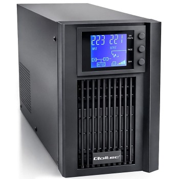 Qoltec 52640 Pure Sine Wave UPS Emergency Power Supply | 1kVA | 800W | AVR | LCD