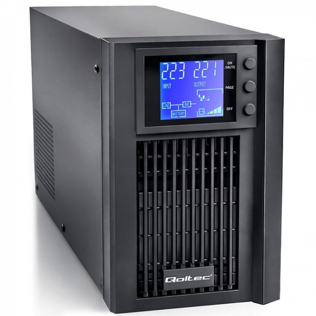 Qoltec 52640 Pure Sine Wave UPS Emergency Power Supply | 1kVA | 800W | AVR | LCD