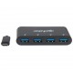 Manhattan USB-C Dock/Hub, Ports (x4): USB-A (x4), 5 Gbps (USB 3.2 Gen1 aka USB 3.0), External Power Supply Not Needed, Equivalent to HB30C4AB, Cable 20cm, SuperSpeed USB, Black, Three Year Warranty, Blister