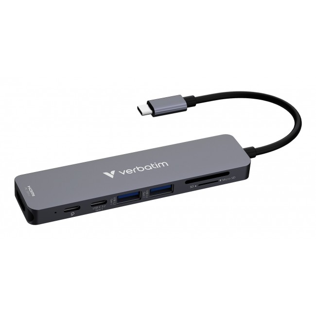 Verbatim USB-C Essentials Multiport Hub 7 ports: HDMI, USB-C, USB-C 3.2 Gen 1, 2 x USB-A 3.2 Gen 1, SD & microSD Verbatim USB-C Essentials Multiport Hub 7 ports: HDMI, USB-C, USB-C 3.2 Gen 1, 2 x USB-A 3.2 Gen 1, SD & microSD