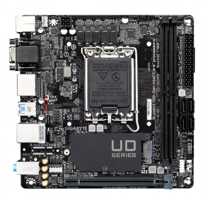 GIGABYTE H610I Motherboard - Supports Intel Core 14th CPUs, 4+1+1 Hybrid Digital VRM, up to 5600MHz DDR5, 1xPCIe 3.0 M.2, GbE LAN, USB 3.2 Gen 1