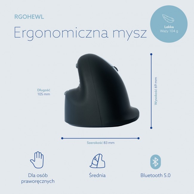 Ergonomic mouse R-Go HE Bluetooth medium black
