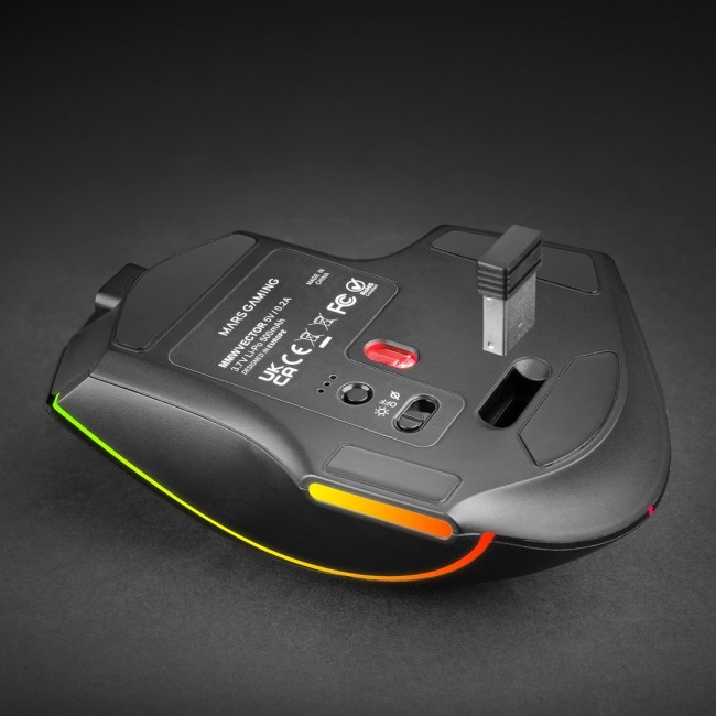 Mars Gaming MMWVECTOR mouse Right-hand RF Wireless + Bluetooth + USB Type-A Optical 12000 DPI
