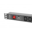 Lanberg PDU-08I-0200-C20-BK power distribution unit (PDU) 8 AC outlet(s) 1U Black