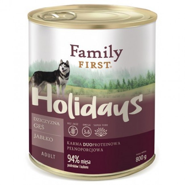 FAMILY FIRST Holidays Adult Venison, goose, apple - Wet dog food - 800 g