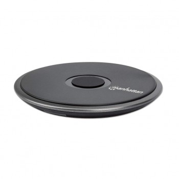 Manhattan Smartphone Wireless Charging Pad, QI certified, 10W, 7.5W and 5W charging, USB-C to USB-A cable included, USB-C input into pad, Cable 1.5m, Black, Three Year Warranty, Boxed