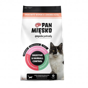 PAN MIĘSKO Digestive & Hairball Control Turkey - dry cat food - 3kg