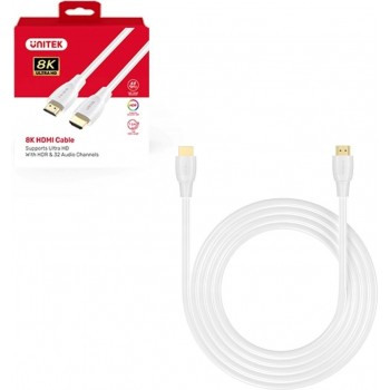 UNITEK HDMI 2.1 8K HDR Cable, White, 0,5m