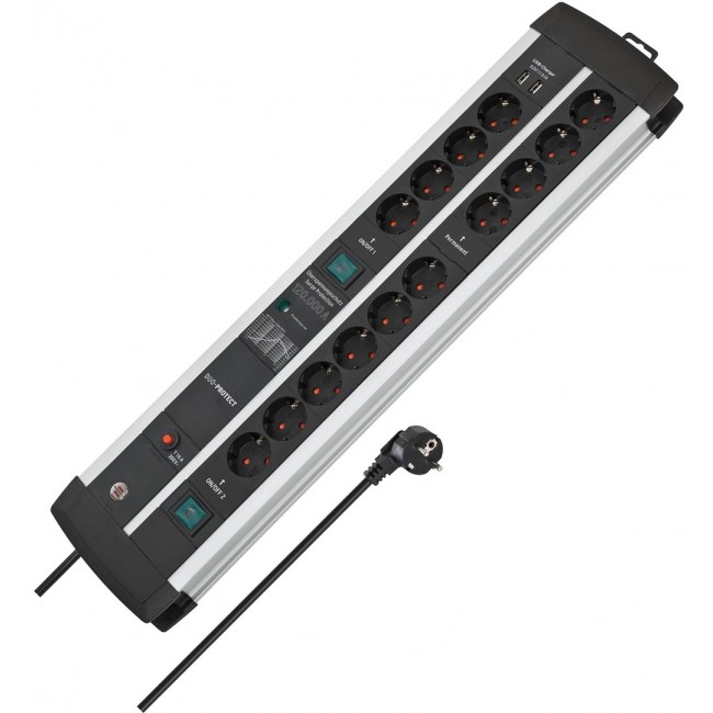 Brennenstuhl 1392000232 power extension 3 m 14 AC outlet(s) Indoor Black, Silver Brennenstuhl 1392000232 power extension 3 m 14 AC outlet(s) Indoor Black, Silver