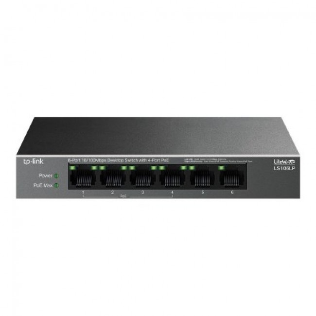 TP-Link LiteWave LS106LP network switch Unmanaged Fast Ethernet (10/100) Power over Ethernet (PoE) Black