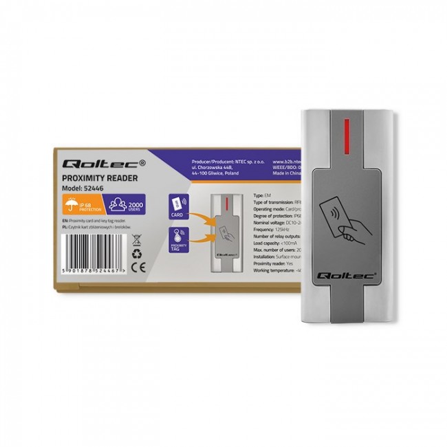 Qoltec 52446 Proximity card and key fob reader
