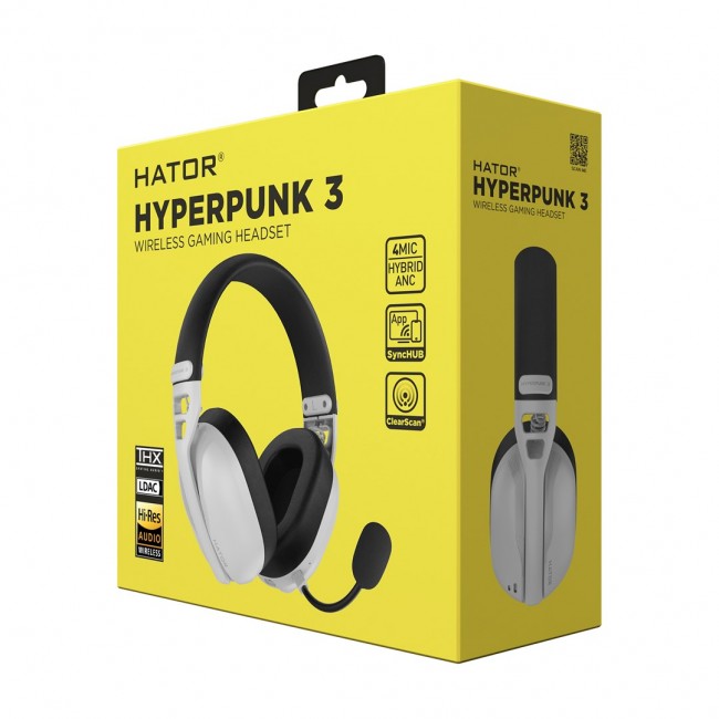 HATOR Hyperpunk 3 Wireless Headset Wired & Wireless Head-band Gaming USB Type-C / USB Type-A Bluetooth White