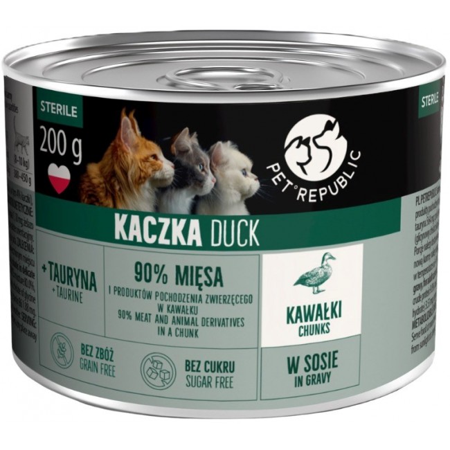 PETREPUBLIC Adult Sterile Chunks with duck in sauce box wet cat food 10x200g