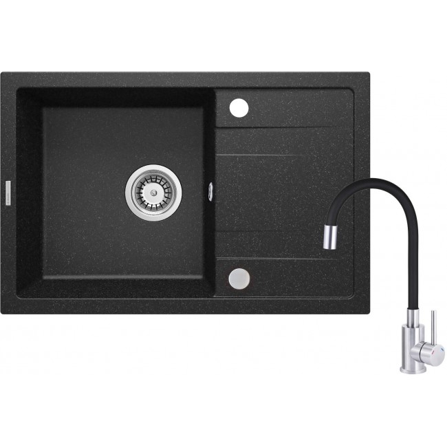 Granite sink with faucet with flexible spout