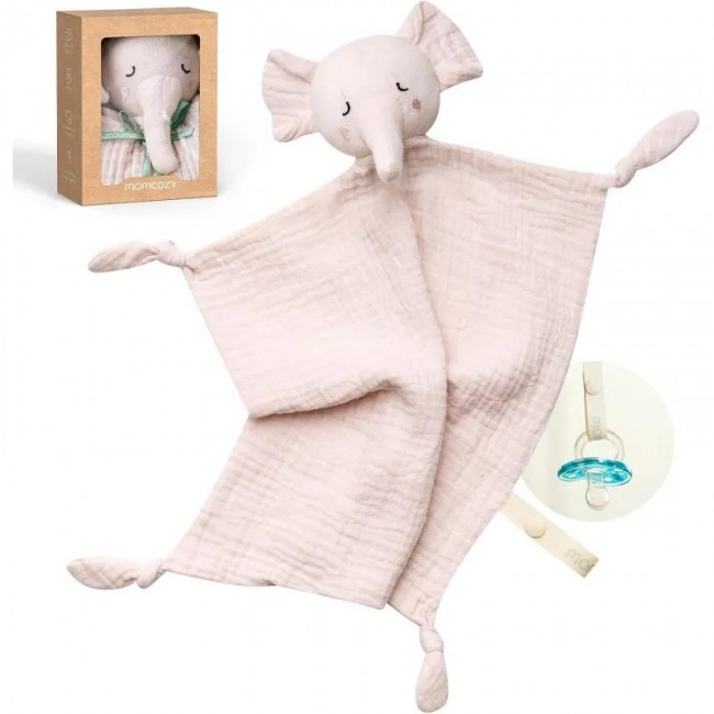 Momcozy cotton elephant comforter for babies, pink