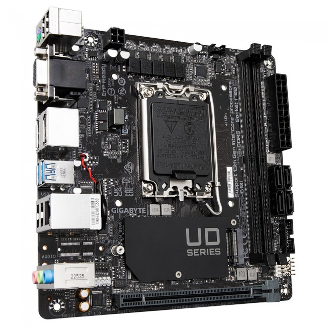 GIGABYTE H610I Motherboard - Supports Intel Core 14th CPUs, 4+1+1 Hybrid Digital VRM, up to 5600MHz DDR5, 1xPCIe 3.0 M.2, GbE LAN, USB 3.2 Gen 1
