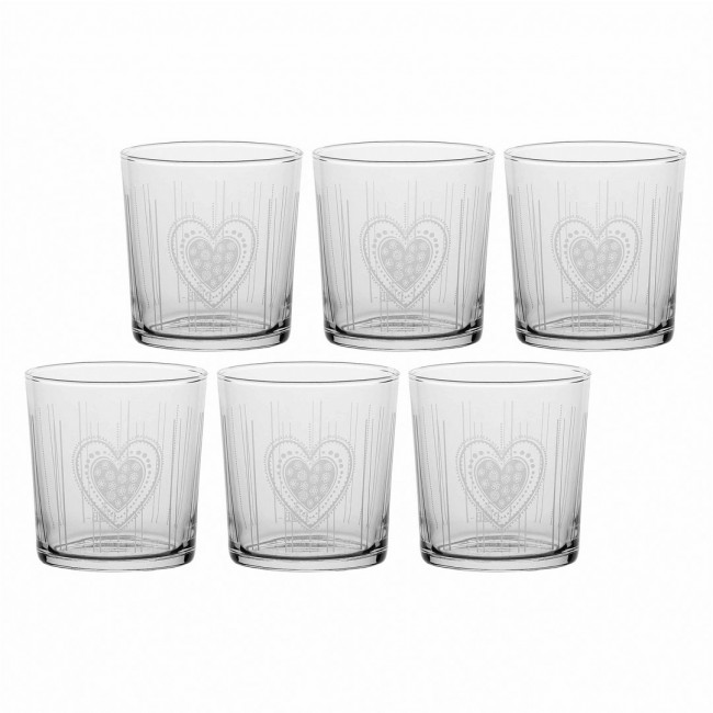 LA PORCELLANA BIANCA BABILA Set of 6 Thick Bottom Glasses Heart 350 ml LA PORCELLANA BIANCA BABILA Set of 6 Thick Bottom Glasses Heart 350 ml