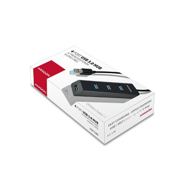 Axagon HUE-S2BL interface hub USB 3.2 Gen 1 (3.1 Gen 1) Type-A 5000 Mbit/s Black Axagon HUE-S2BL interface hub USB 3.2 Gen 1 (3.1 Gen 1) Type-A 5000 Mbit/s Black