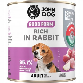 JOHN DOG Good Form Rich in rabbit - wet dog food - 800g