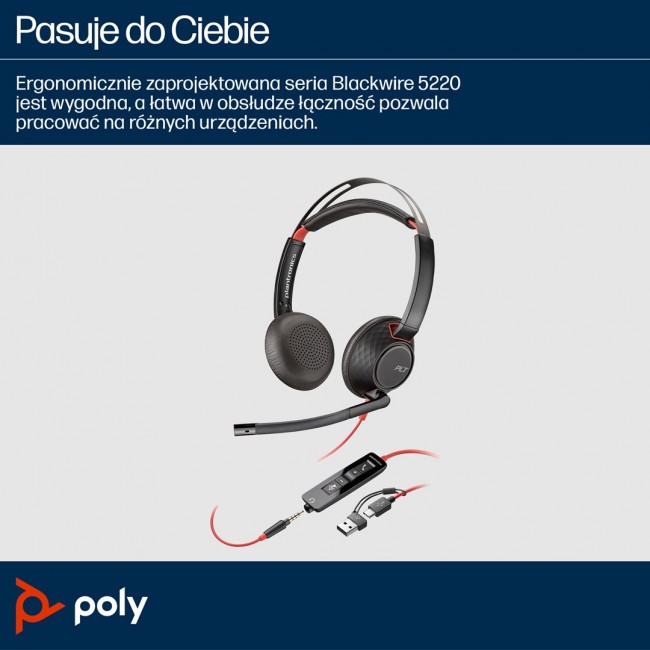 Poly Blackwire 5220 USB-C zertifiziert f r Skype/MS Teams