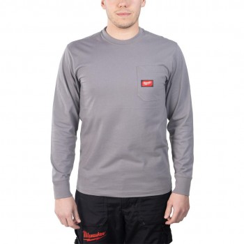 MILWAUKEE LONG SLEEVE POCKET T-SHIRT - LIGHT GREY WTLSGR-XL