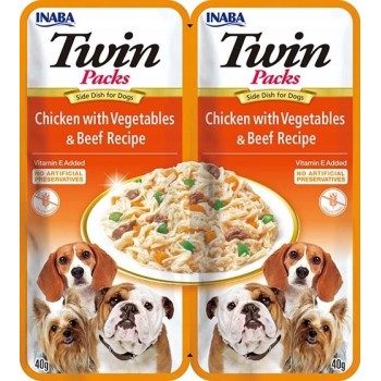 INABA Dog Twin Chicken with Vegetables and Beef in Broth dog treat 2x40g
