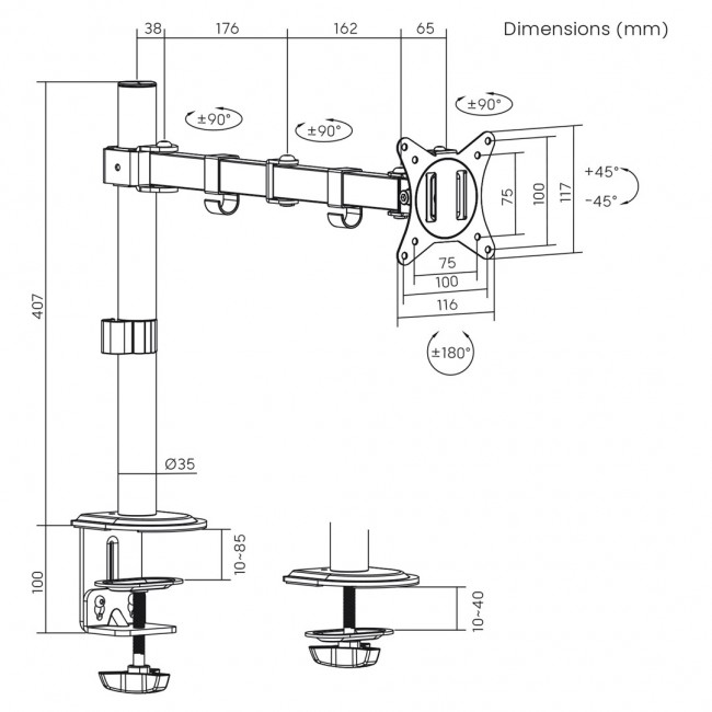 Maclean MC-753N LCD Monitor Desk Mount 17-32 Maclean MC-753N LCD Monitor Desk Mount 17-32