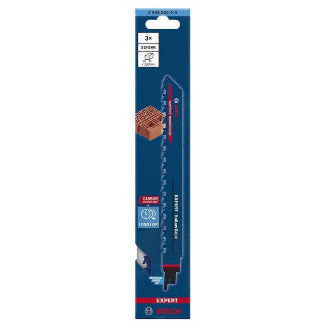 Bosch Expert 2 608 900 415 jigsaw/scroll saw/reciprocating saw blade Sabre saw blade High carbon steel (HCS) 3 pc(s) Bosch Expert 2 608 900 415 jigsaw/scroll saw/reciprocating saw blade Sabre saw blade High carbon steel (HCS) 3 pc(s)