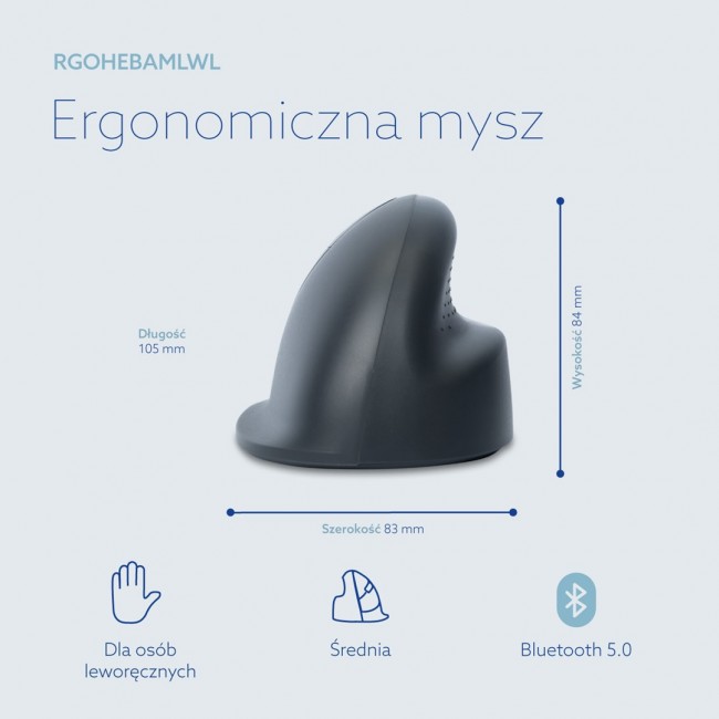 R-Go Tools RGOHEBAMLWL mouse Universal Left-hand Bluetooth Optical 1600 DPI
