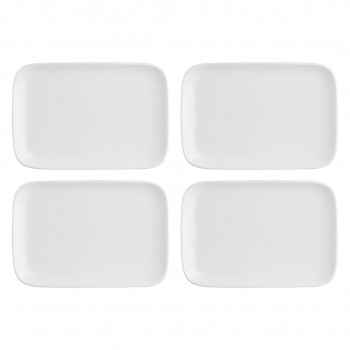 Set of 4 Essenziale New Age Rectangular Trays - White, 22 x 15 cm