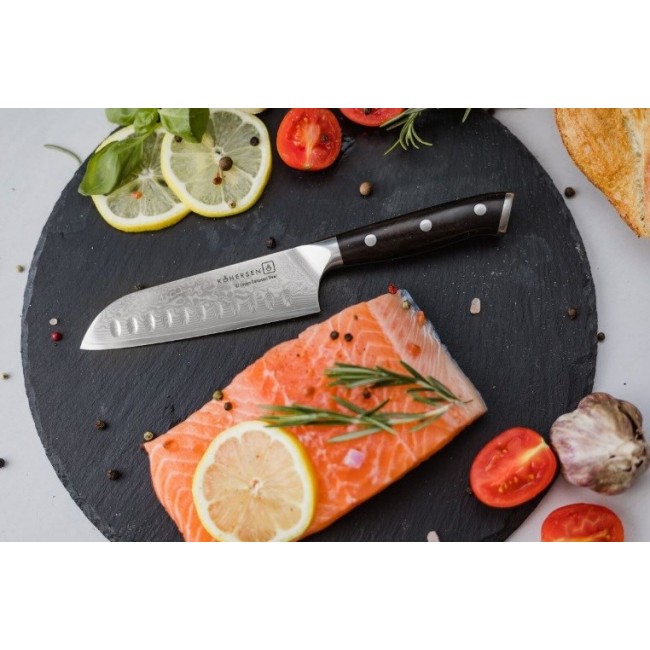 Kohersen Elegance Ebony Wood Santoku knife Damascus steel 12.7 cm Kohersen Elegance Ebony Wood Santoku knife Damascus steel 12.7 cm