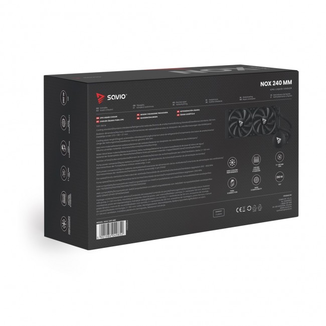 Savio NOX 240 mm Processor Liquid cooling kit 12 cm Black 1 pc(s)