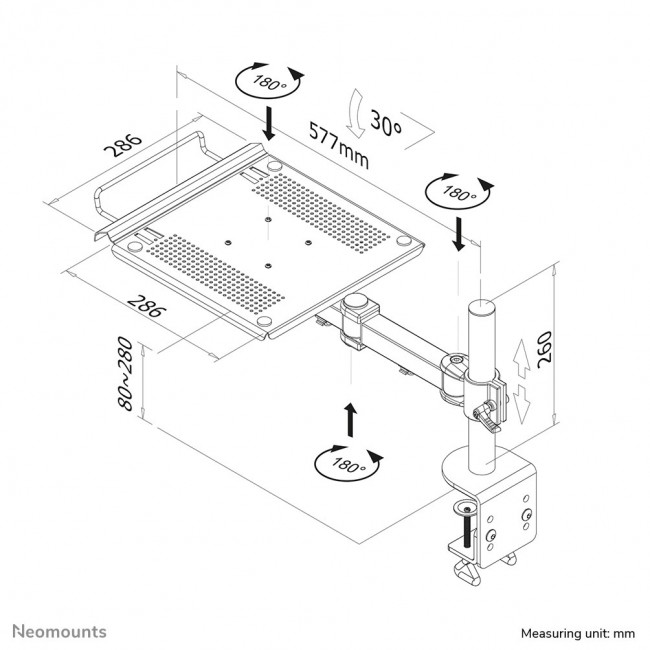 Neomounts NOTEBOOK-D100 Laptop holder monitor arm 10-22