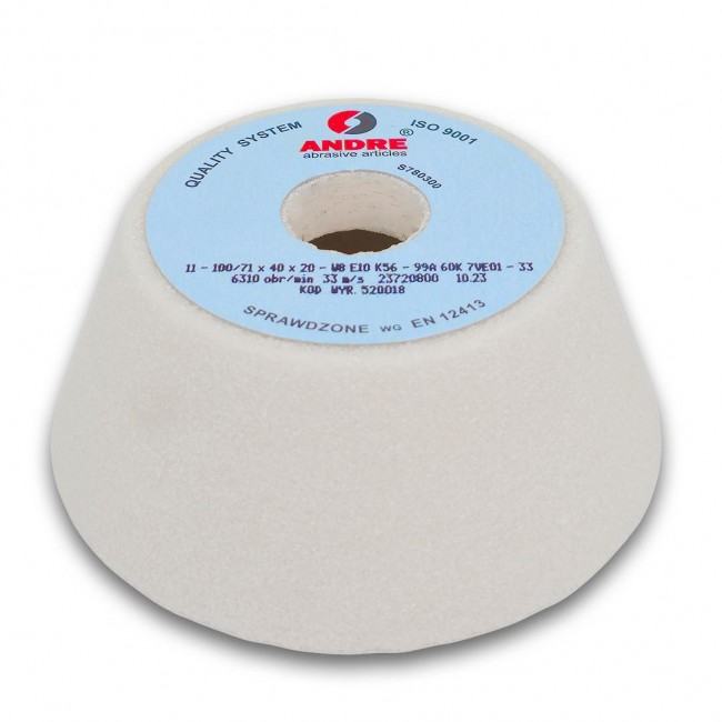 ANDRE CUP WHEEL 100mm x 40mm x 20mm 99A60K7VE0-33 WHITE ANDRE CUP WHEEL 100mm x 40mm x 20mm 99A60K7VE0-33 WHITE