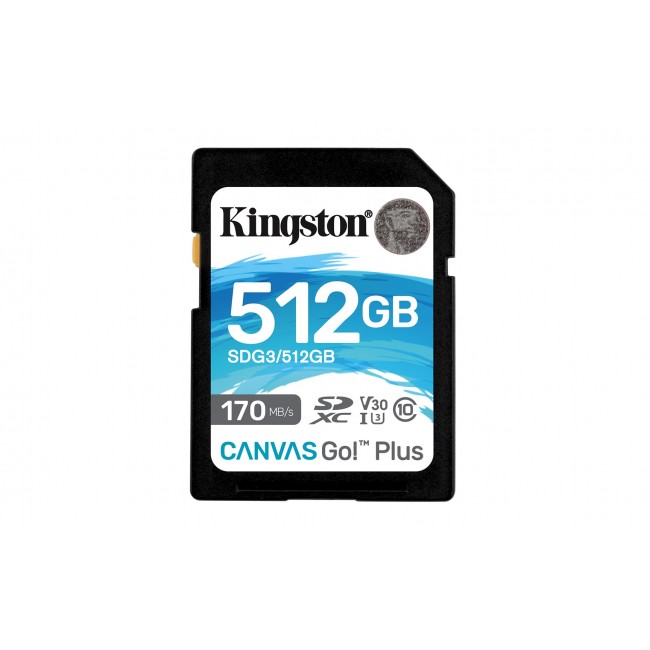 Kingston Technology Canvas Go! Plus 512GB SDXC Canvas Go Plus 170R C10 UHS-I U3 V30 Kingston Technology Canvas Go! Plus 512GB SDXC Canvas Go Plus 170R C10 UHS-I U3 V30
