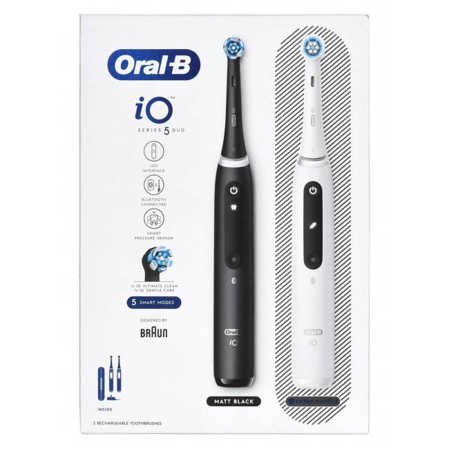 Braun Oral-B iO5 Duo Matt Black/Quite White electric toothbrush Braun Oral-B iO5 Duo Matt Black/Quite White electric toothbrush