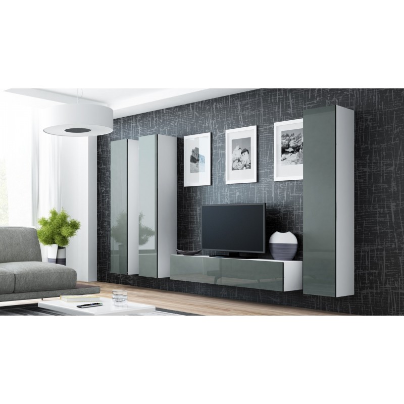 Cama TV stand VIGO 140 30/140/40 white/grey gloss Cama TV stand VIGO 140 30/140/40 white/grey gloss