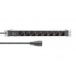 Digitus Socket strip with aluminum profile and back-up fuse, 8-way Italian output, 2 m cable IEC C14 plug