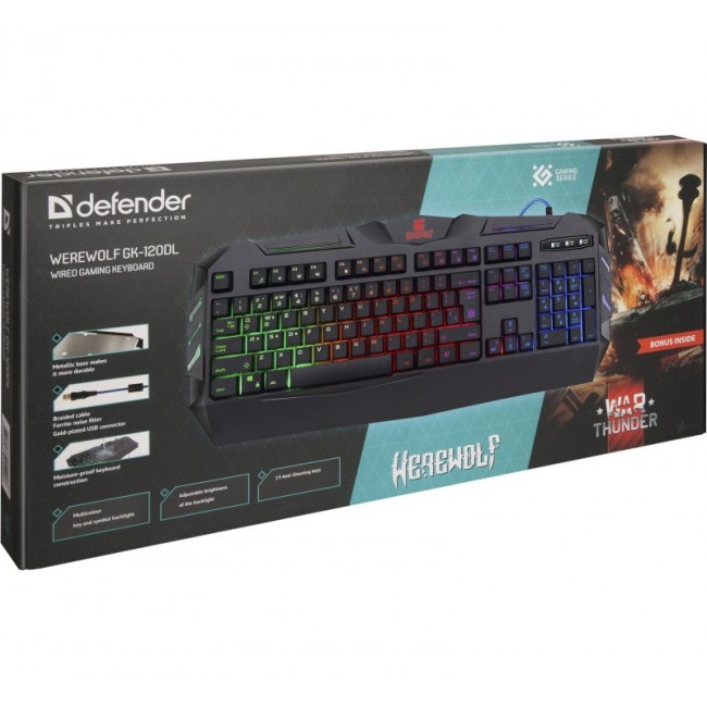 Gaming Keyboard membrane wired DEFENDER WEREWOLF GK-120DL