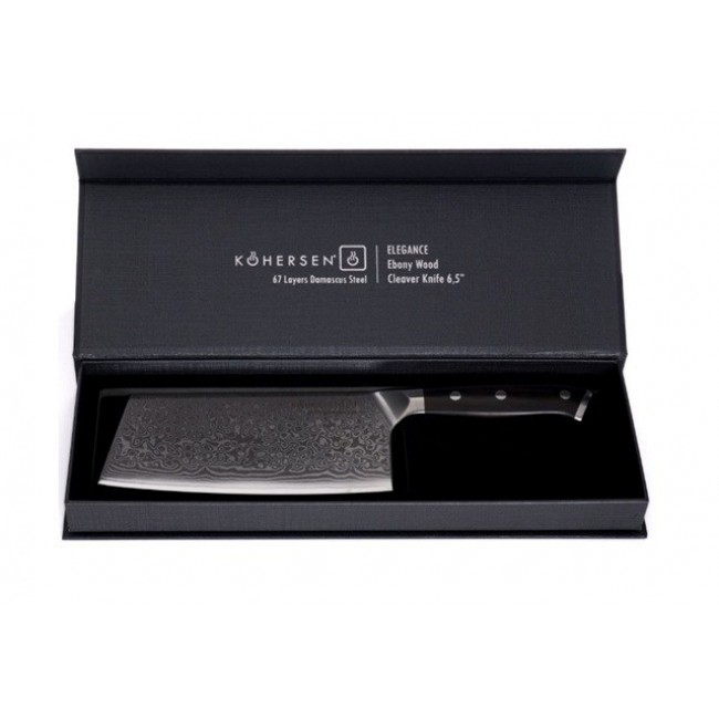 Cleaver Kohersen Elegance Ebony Wood Damascus steel cleaver 16.5 cm Cleaver Kohersen Elegance Ebony Wood Damascus steel cleaver 16.5 cm