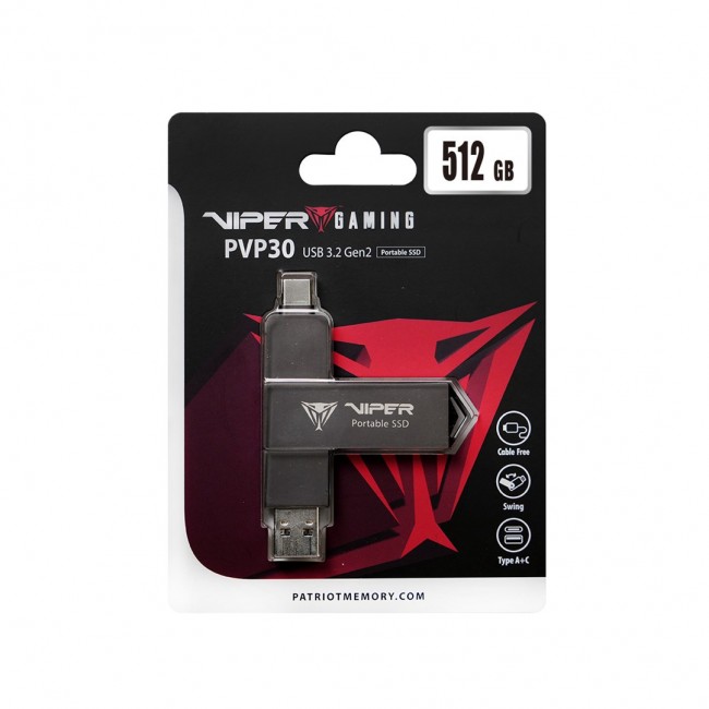 External Portable SSD Patriot Viper PVP30 Duo Compact 512GB 1000MB/s USB A+C 3.2 Gen2 (PVP30512G28UDG) External Portable SSD Patriot Viper PVP30 Duo Compact 512GB 1000MB/s USB A+C 3.2 Gen2 (PVP30512G28UDG)