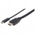 Manhattan USB-C to HDMI Cable, 4K@30Hz, 1m, Black, Male to Male, Three Year Warranty