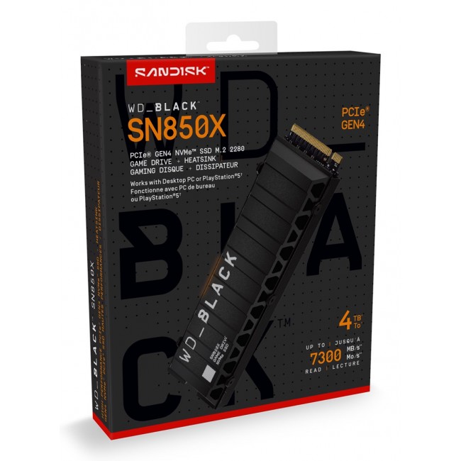 Western Digital WD_BLACK SN850X NVMe SSD POWERED BY SANDISK 4 TB, [With Heatsink]