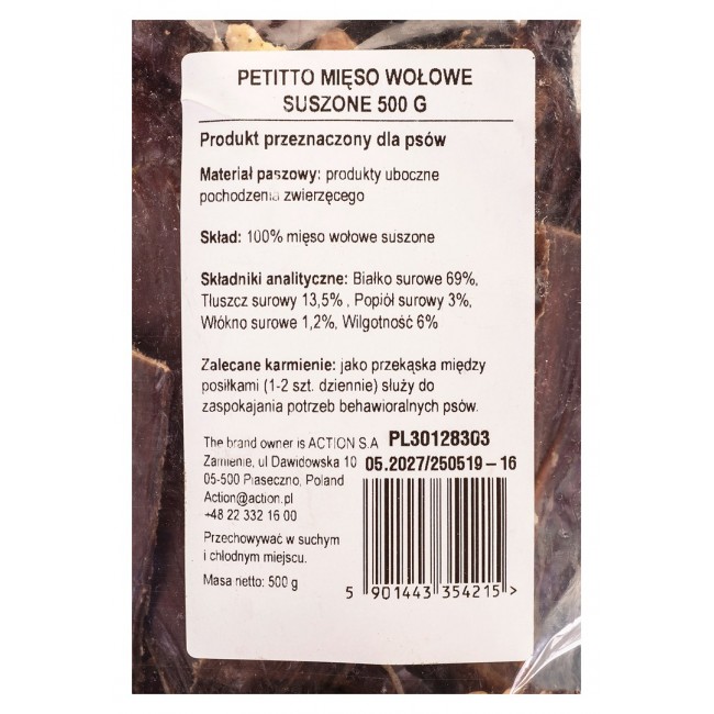 PETITTO Dried beef - dog treat - 500g
