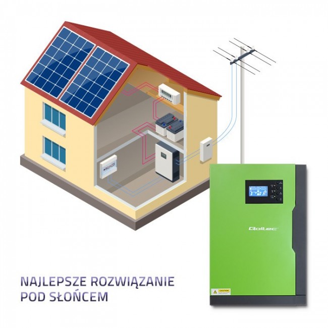 Qoltec 53887 Hybrid Solar Inverter Off-Grid 5,5kW | 100A | 48V | MPPT | Sinus Qoltec 53887 Hybrid Solar Inverter Off-Grid 5,5kW | 100A | 48V | MPPT | Sinus